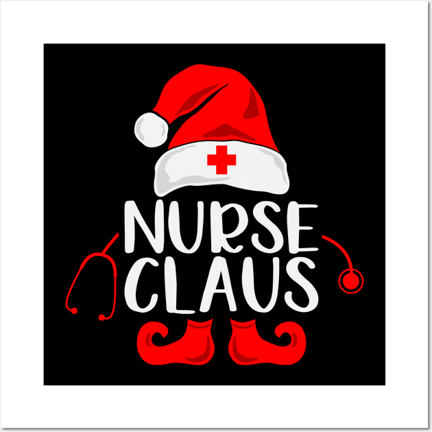 Nurse Claus Funny Christmas Gift for Nurses Wall Art by BadDesignCo